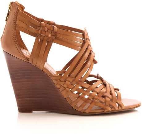open toe brown wedges