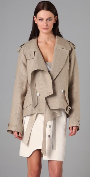 Alexander Wang Linen Burlap Short Trench in Beige (natural) - Lyst