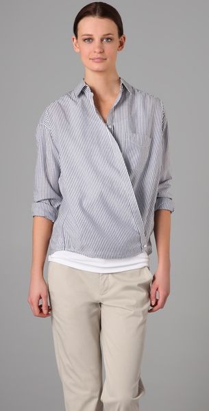 Vince Side Button Prep School Shirt - Lyst