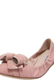 Miu Miu Patent Clamshell Ballerina Flat with Bow - Lyst