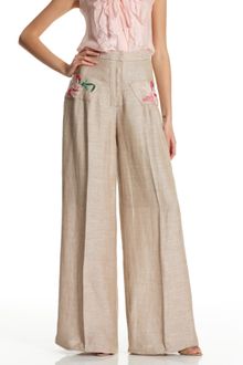 Oscar de la Renta Wide Leg Pants with Flower - Lyst