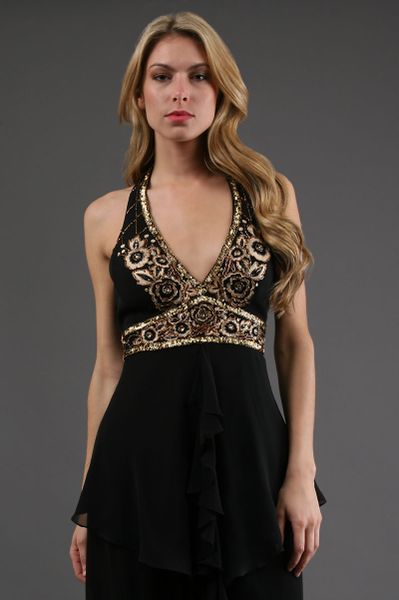 Sue Wong Embellished Halter Top 15% Off in Black - Lyst