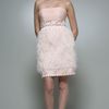 Sue Wong Strapless Feather Dress in Blush in Pink (blush) - Lyst