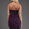 Sue Wong Eggplant Strapless Feather Mini Dress in Purple (eggplant) - Lyst