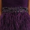 Sue Wong Eggplant Strapless Feather Mini Dress in Purple (eggplant) - Lyst