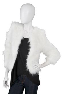 Halston Heritage Faux Goat Short Fur Coat In Bianca - Lyst