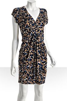 Laundry By Shelli Segal Taupe Cheetah Jersey V-neck Draped Dress - Lyst
