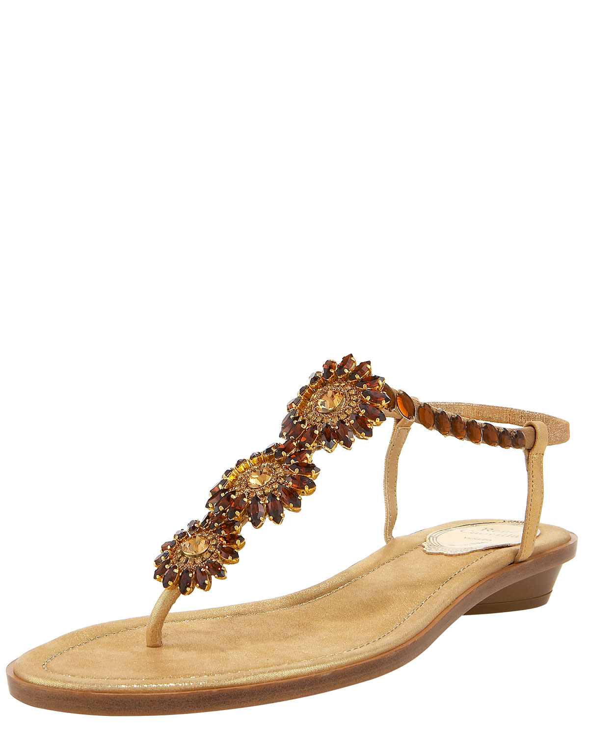... Caovilla Crystal-jeweled Flat Thong Sandal in Gold (bronze) | Lyst