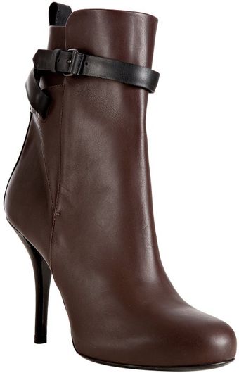  Brown Matte Leather Ankle Wrap Boots 