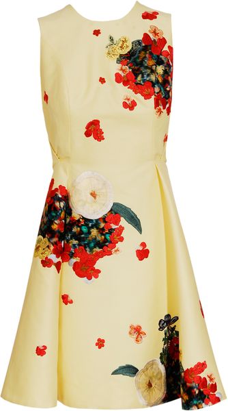 Erdem Mette Silk-cotton Twill Dress with Embroidery - Lyst