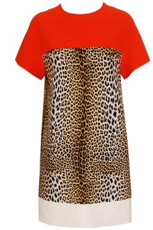Giambattista Valli Contrasting Cotton-silk Dress with Leopard-print - Lyst