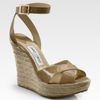 Jimmy Choo Patent Leather Wedge Espadrilles in Green (NUDE) - Lyst