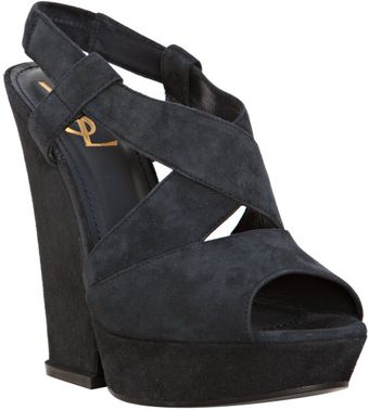  Dark Blue Suede Hortense 105 Platform Sandals 