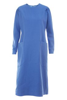Long Sleeve Shift Dress on Yves Saint Laurent Silk Long Sleeve Simple Dress In Blue  Teal    Lyst