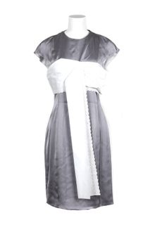 Hussein Chalayan Grey Silk Short Sleeves Dress - Lyst