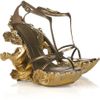 Alexander Mcqueen Sculpted Metallic and Leather Wedge Sandals in Gold