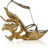 Alexander Mcqueen Sculpted Metallic and Leather Wedge Sandals in Gold