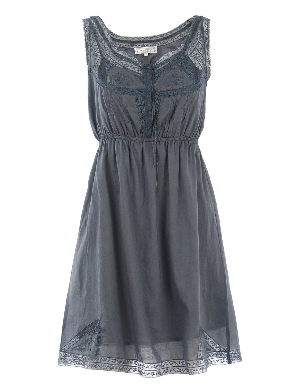 Beyond Vintage Sleeveless Lace Dress in Gray (grey) Lyst