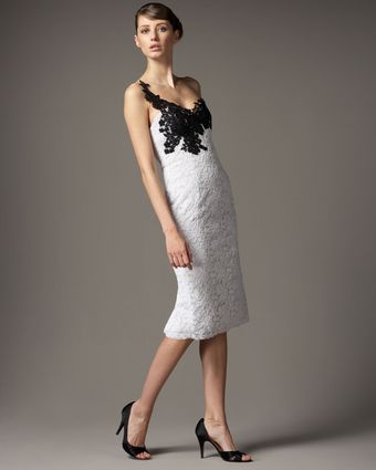Redux Charles Chang-lima One-shoulder Two-tone Lace Dress - Lyst