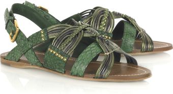 Miu Miu Washed Whipsnake Sandals - Lyst