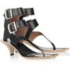Sigerson Morrison Doublebuckle Asymmetric Leather Sandals in Black - Lyst