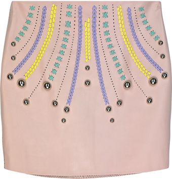 Versace Studded Leather Mini Skirt - Lyst