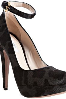 Prada Grey Leopard Print Calf Hair Ankle Strap Platforms - Lyst
