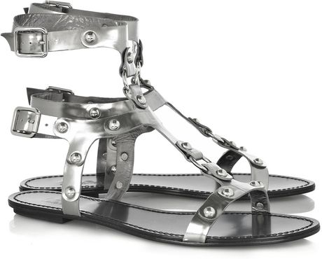 Belle By Sigerson Morrison Metallicleather Gladiator Sandals in Silver - Lyst