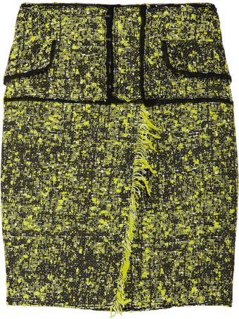 Proenza Schouler Chiffon-trimmed Cotton-blend Tweed Skirt - Lyst