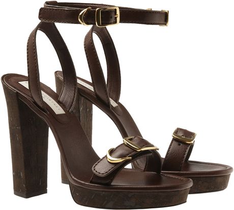 Stella Mccartney Cork Heel Sandal in Brown (chocolate) - Lyst