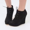 Opening Ceremony Stefania Suede Black Wedge Ankle Boot in Black