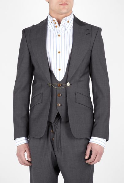 Vivienne Westwood Dark Grey Attached Waistcoat Wool Blazer in Gray for Men (grey) - Lyst