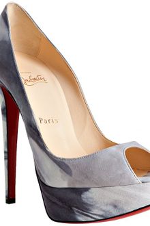 Christian Louboutin Grey Calf Banana 140 Woodstock Peep Toe Pumps - Lyst