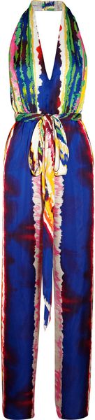 Halston Heritage Printed Silk Jumpsuit - Lyst