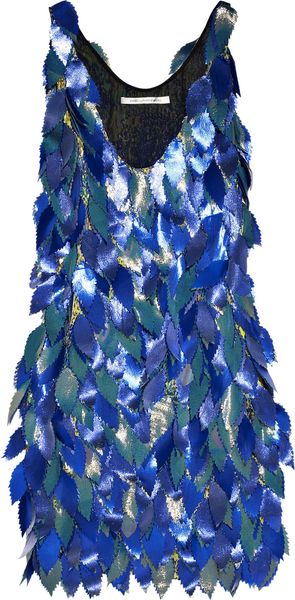 Diane Von Furstenberg Leaf-embellished Silk Dress - Lyst