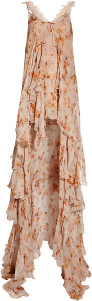 Julien Macdonald Peignoir Petalprint Silkchiffon Twopiece in Pink (blush) - Lyst