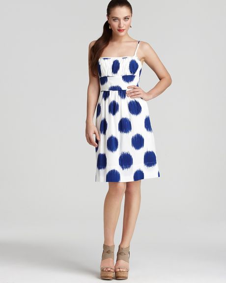 kate spade caroline polka dot dress in white white cobalt blue lyst kate spade caroline polka dot dress in white white cobalt blue lyst