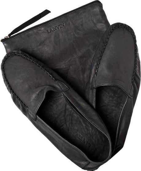 Lanvin Leather Travel Slippers In Black For Men Lyst 4556