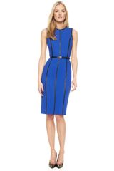Michael Kors Leather-insert Dress, Cobalt