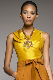 Oscar de la Renta Tulip-neck Sleeveless Blouse - Lyst