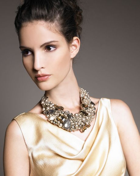 J. Mendel Crystal and Pearl Necklace, Taupe in White (pearl) - Lyst