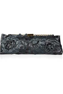 Valentino Rosette-embellished Python Clutch - Lyst