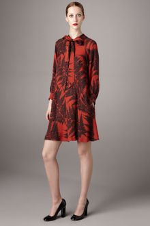 Stella McCartney Fern-print Tie-neck Dress - Lyst