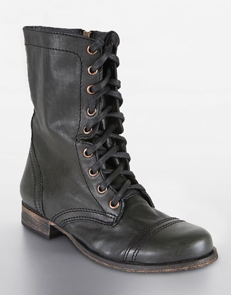 Steve Madden Troopa Lace-up Boots in Black (Black Leather) | Lyst