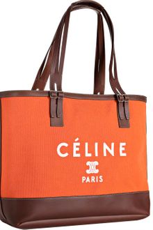 Celine Poppy Canvas and Leather Logo Print Tote - Lyst