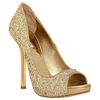 Miu Miu Gold Glitter Peep Toe Pumps in Gold - Lyst