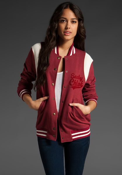 See By Chloé Varsity Jacket in Red - Lyst