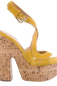 Casadei Suede Sandals with Cork Platform - Lyst