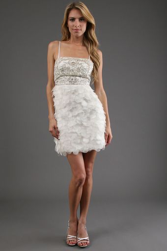 Sue Wong Embellished Short Dress in Ivory  - Lyst