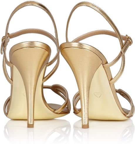 Moschino Cheap  Chic Gold Strappy High Heel Sandal in Gold | Lyst